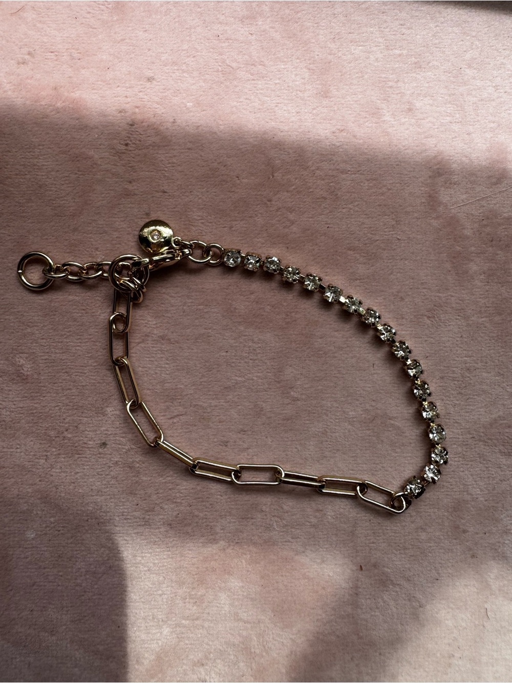 J. Crew Gold Paperclip Chain & Clear Crystal Bracelet